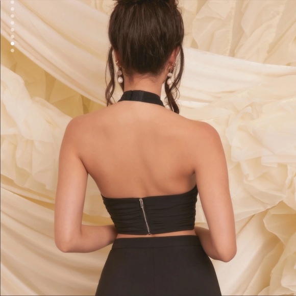 OH POLLY self made cut out black halter crop top - Picture 2 of 8